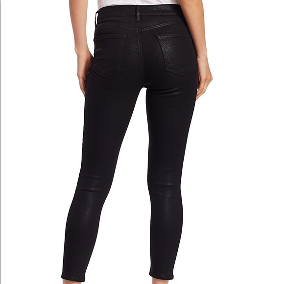 J Brand Jeans Womens Size 26 Black Alana Coated Denim High-Rise Crop - Picture 2 of 12